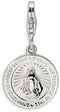 Rhodium-Plated Sterling Silver Miraculous Medal Charm (28X15MM)