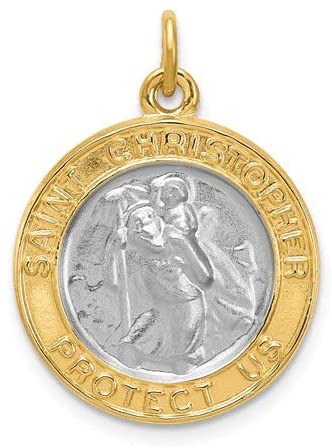 Rhodium-Plated Sterling Silver St. Christopher Medal (21X18MM)