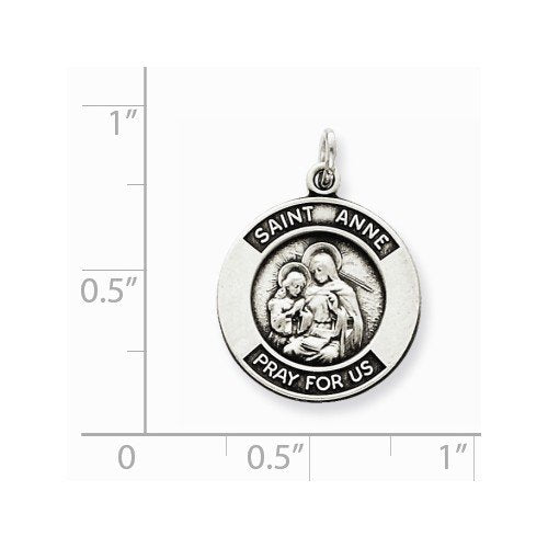 Sterling Silver Antiqued Saint Anne Medal (26X21MM)