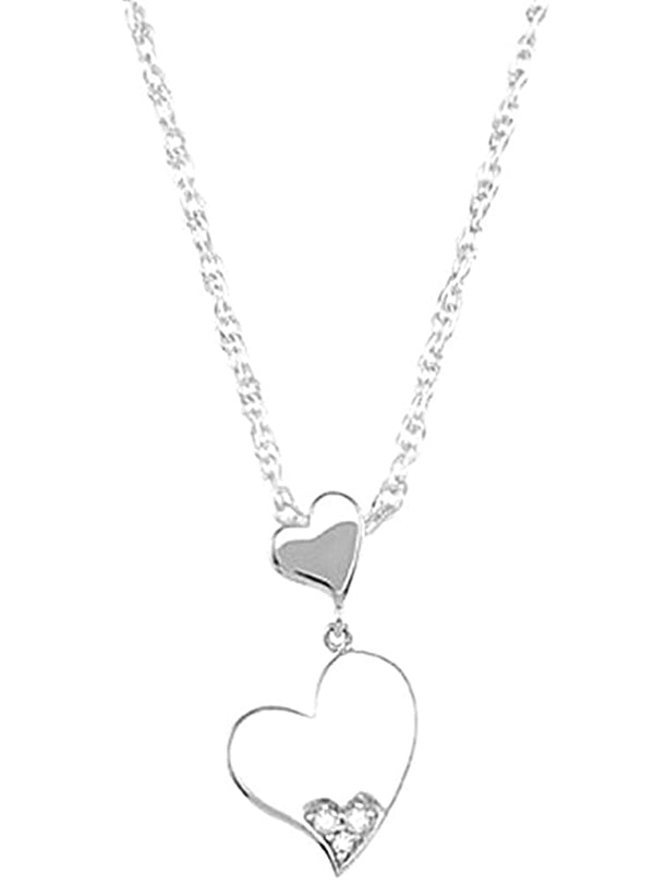 Diamond Triple Heart Pendant Sterling Silver Necklace, 18" (.02 Cttw)