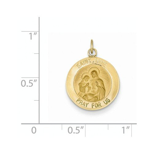 14k Yellow Gold Saint Anne Medal Charm (23X15MM)