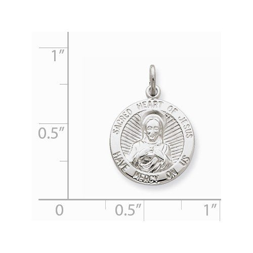 Sterling Silver Sacred Heart of Jesus Medal (27X13MM)