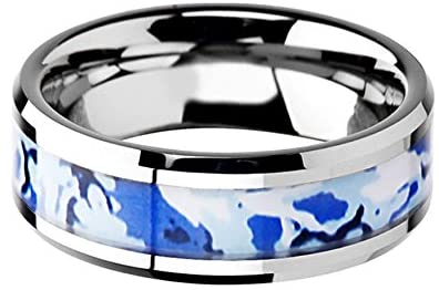 Arctic Camo 8mm Comfort-Fit Tungsten Band, Size 9