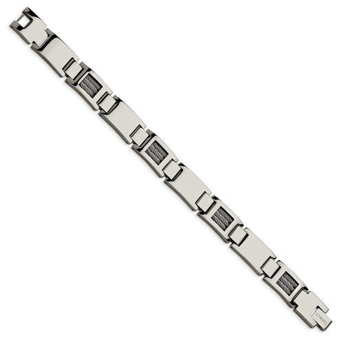 Men's Polished Stainless Steel 12mm Wire Bracelet, 8.5"