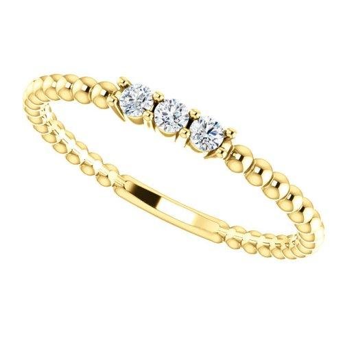 Diamond Beaded Ring, 14k Yellow Gold, Size 6