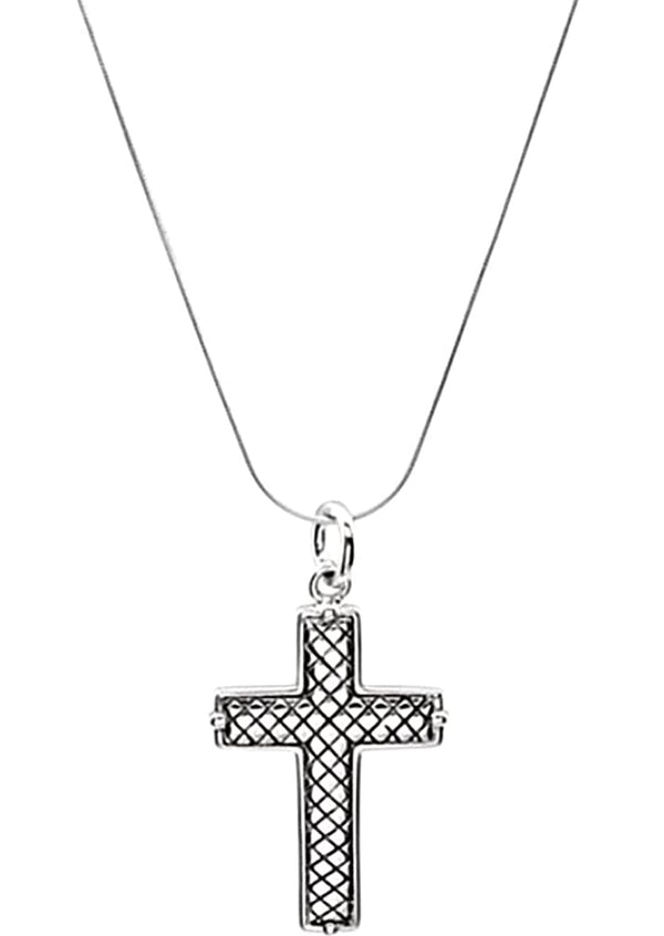 Rhodium Plate Sterling Silver 'His Masterpiece' Cross Necklace, 22"