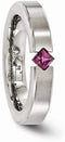 Edward Mirell Brushed Titanium Rhodolite Garnet 4mm Wedding Band, Size 6