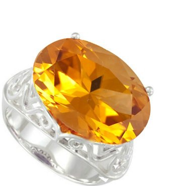 Sterling Silver Filigree Golden Citrine Ring, Size 10