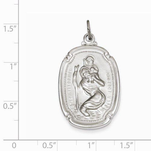 Rhodium-Plated Sterling Silver St. Christopher Medal (35X20MM)