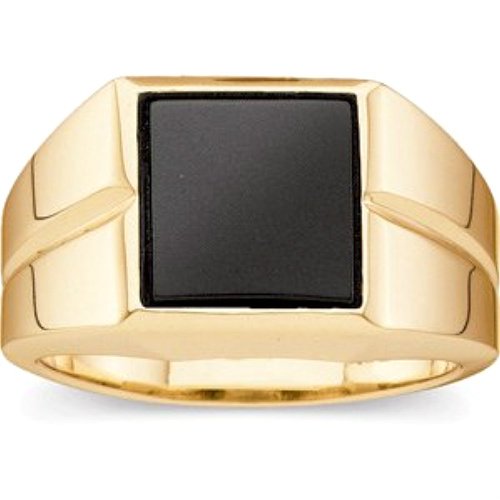 Men's Square Onyx 14k Yellow Gold Ring