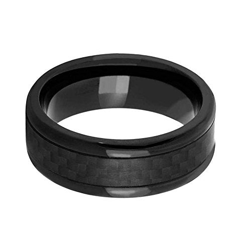Men's Black IP Cobalt, Black Carbon Fiber 8mm Comfort-Fit Band