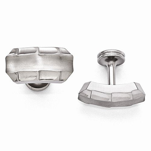 Templar Collection Brushed Grey Titanium Faceted Edges Cuff Links, 13X23 MM