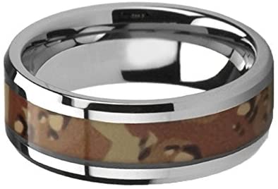 Desert Camo 8mm Comfort-Fit Tungsten Band, Size 7.5