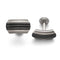 Sterling Silver, Black Titanium, Satin-Brushed Striped Rectangle Cuff Links, 15MM