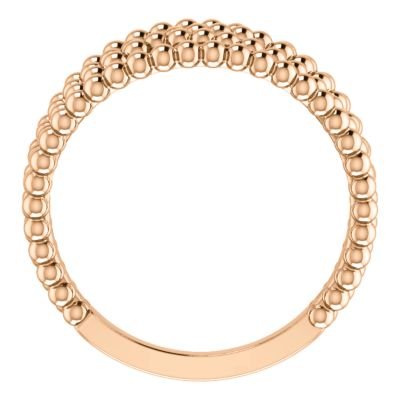 Beaded Criss-Cross Ring, 14k Rose Gold, Size 6.25