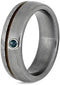 The Men's Jewelry Store (Unisex Jewelry) Alexandrite, Meteorite, Whiskey Barrel Oak Wood 7mm Matte Comfort-Fit Titanium Band, Size 6.75