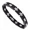 Men's Rectangle Links Bracelet, Black Ceramic with Tungsten, 8.5"