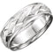 Grooved Comfort Fit 6.75mm 14k White Gold Milgrain Band