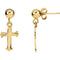 Girl's Apostles' Cross Dangle Earrings, 14k Yellow Gold (11x8MM)