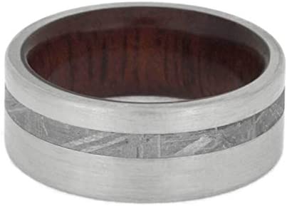 Gibeon Meteorite, Brushed Titanium 8mm Bloodwood Comfort-Fit Band, Size 6.25