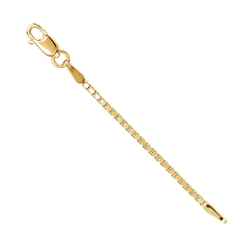 14k Yellow Gold 1.75mm Box Chain, Extender Safety Chain, 2.25"