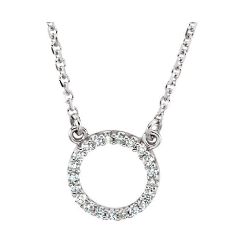 14k White Gold .10 Cttw. Diamond Circle Necklace