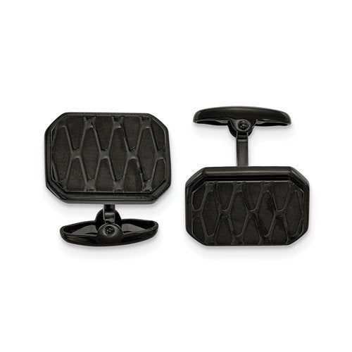 Stainless Steel Black IP-Plated Cuff Links, 19.75x15.99MM