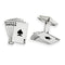 Sterling Silver Royal Flush Black Enameled Cuff Links, 21X19MM