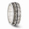 Edward Mirell Sterling Silver and Black Titanium Inlay Black Stripe 10mm Wedding Band