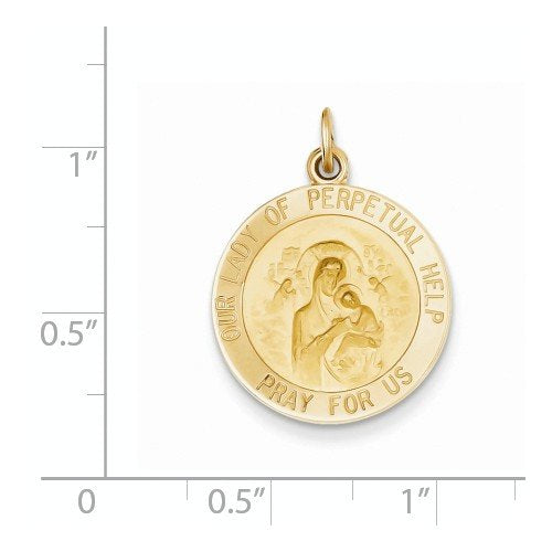 14k Yellow Gold Our Lady Of Perpetual Help Medal Pendant (25X18MM)