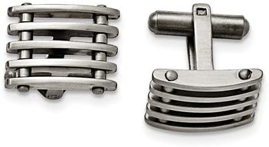 Stainless Steel Satin-Brushed, Toggle Back Cuff Links,13X19MM