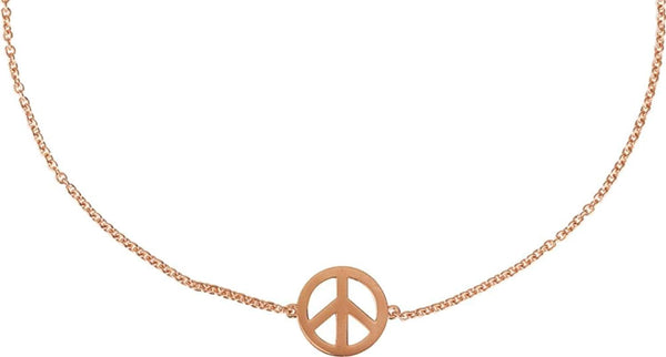 Petite Peace Sign Bracelet, 14k Rose Gold, 5.75 - 6.75"