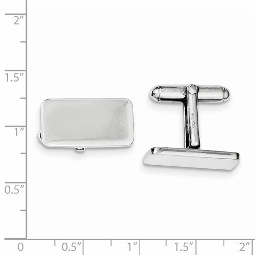 Rhodium-Plated Sterling Silver Rectangle Cuff Links, 21X19MM