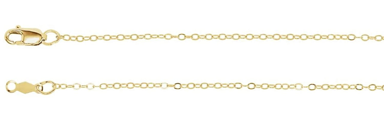 1.2mm 14k Yellow Gold Cable Chain Bracelet, 7"