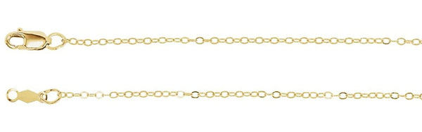 1.2mm 14k Yellow Gold Cable Chain Bracelet, 7"