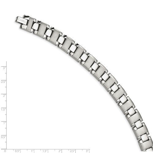 Men's Brushed and Polished Stainless Steel Bracelet, 8.75"