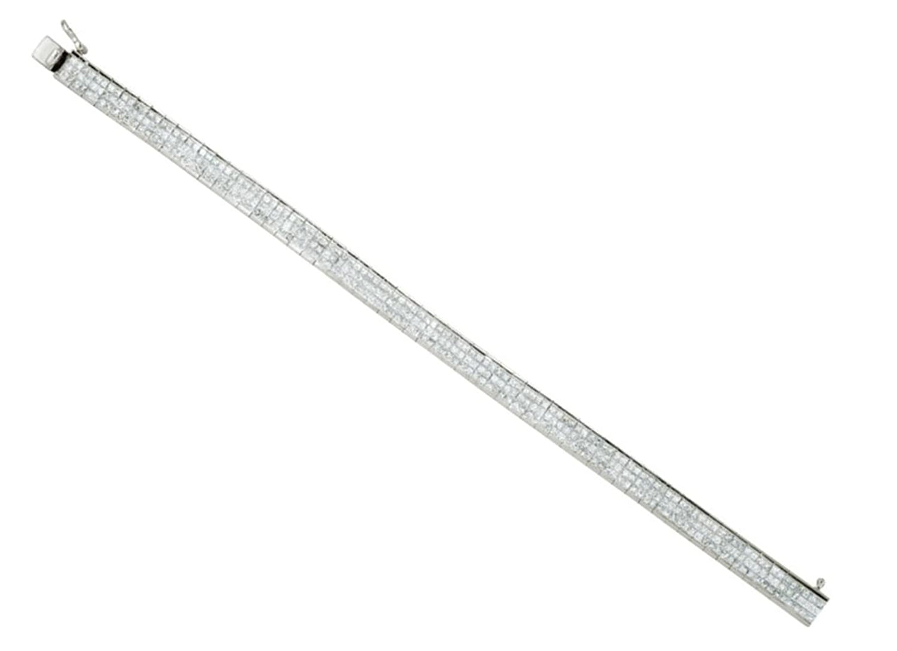 Princess-Cut Diamond 3-Row Tennis Bracelet, 14k White Gold, 7.25" (8 3/8 Cttw, GH Color, I1 Clarity)