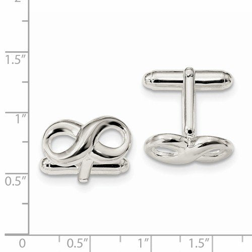Sterling Silver Infinity Cuff Links, 19.7X18.4MM