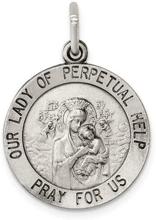 Sterling Silver Our Lady of Perpetual Help Round Medal (24X13MM)