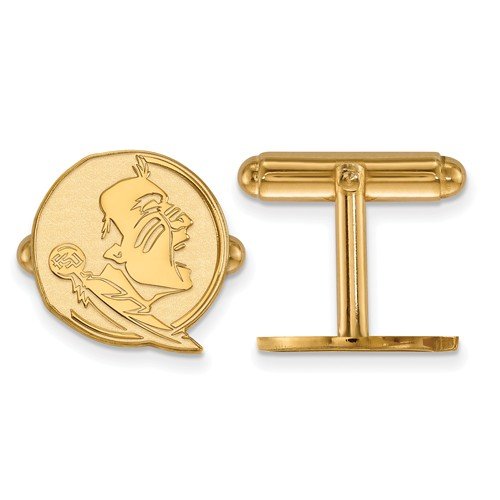 Gold-Plated Sterling Silver Florida State University Round Cuff Links, 15MM
