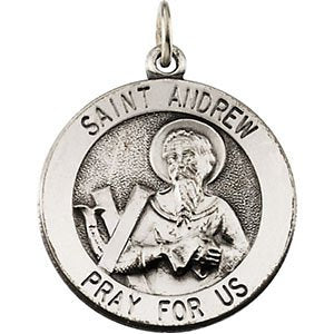 Sterling Silver Round St. Andrew Medal (18.5 MM)