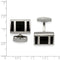 Stainless Steel Black Rubber Rectangle Cuff Links