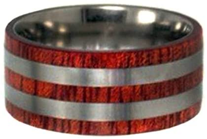 Bloodwood, Titanium Pinstripes 10mm Comfort Fit Titanium Wedding Band, Size 8.25