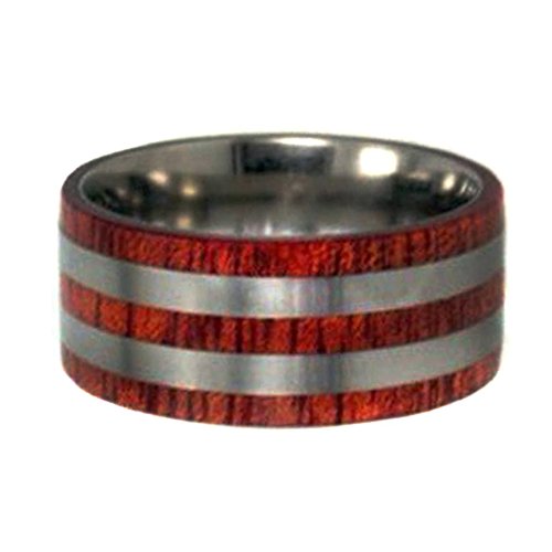 Bloodwood, Titanium Pinstripes 10mm Comfort Fit Titanium Wedding Band, Size 9.25