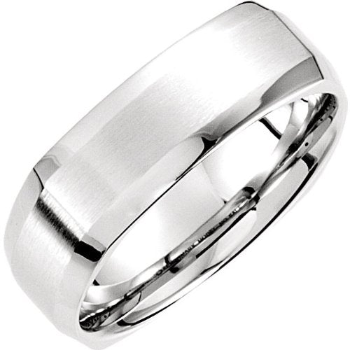 7mm 14k White Gold Beveled Edge Carved Band Sizes 4 to 14