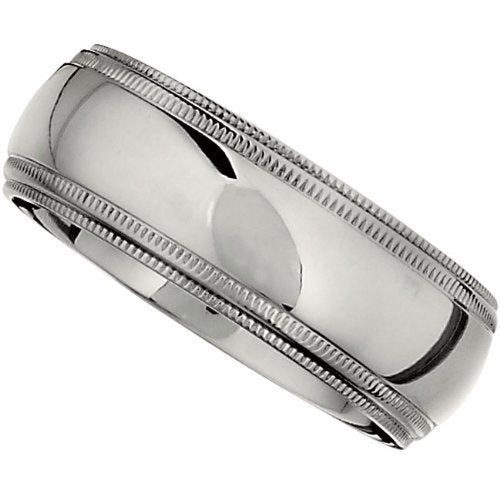 Titanium 8mm Double Milgrain Comfort Fit Ring, Size 11