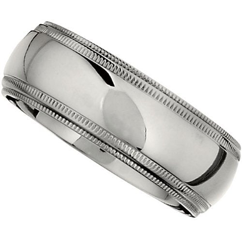 Titanium 8mm Ridged Double Milgrain Band Size 7.5