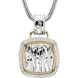 62-Stone Diamond Square Pendant Necklace, 14k Yellow Gold and Sterling Silver, 18" (1/3 Ctw)