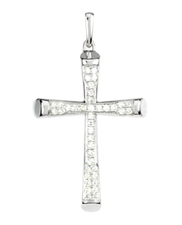 14k White Gold Diamond Micro Pavé Cross Pendant (GH Color, I1 Clarity, 1/4 Cttw)