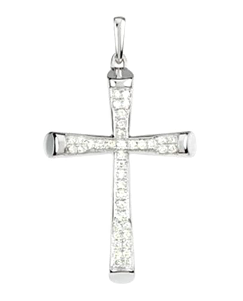 14k White Gold Diamond Micro Pavé Cross Pendant (GH Color, I1 Clarity, 1/4 Cttw)